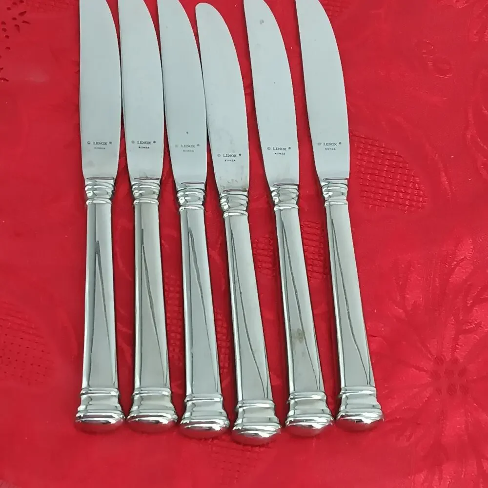 6X BK Lenox Eternal Stainless Flatware Butter Knife Knives Solid Handle